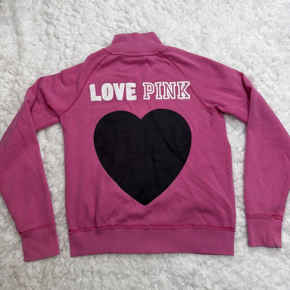 Y2K Victoria's Secret PINK Size Medium Full Zip Up LOVE PINK Vintage Logo Retro